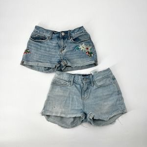 Girls Jean Shorts Denim Cutoffs Size 10 Old Navy Shorts - Set of 2 Pairs